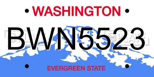 BWN5523 Washington License Plate