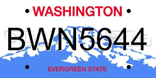 BWN5644 Washington License Plate