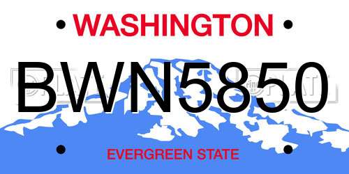 BWN5850 Washington License Plate