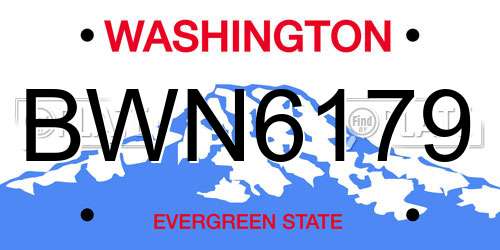 BWN6179 Washington License Plate