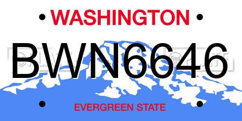 BWN6646 Washington License Plate
