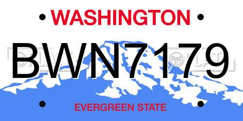 BWN7179 Washington License Plate