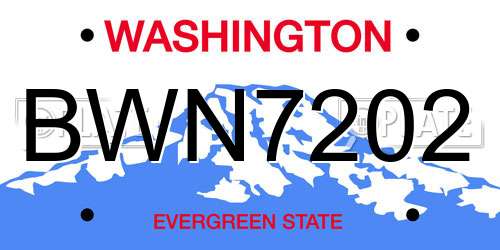 BWN7202 Washington License Plate