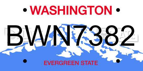 BWN7382 Washington License Plate
