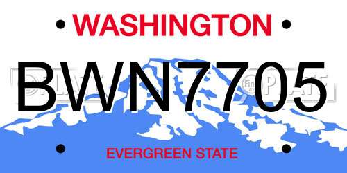 BWN7705 Washington License Plate