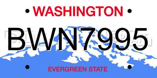 BWN7995 Washington License Plate