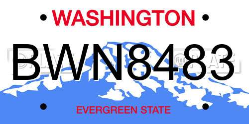 BWN8483 Washington License Plate