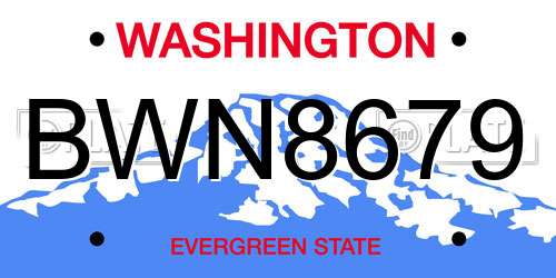 BWN8679 Washington License Plate