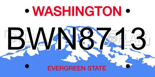 BWN8713 Washington License Plate