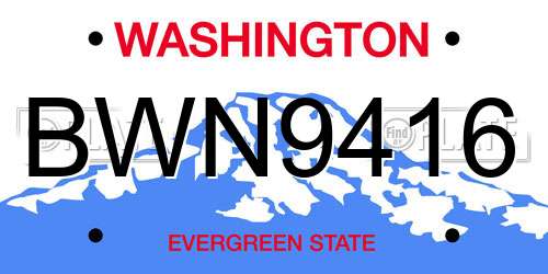BWN9416 Washington License Plate