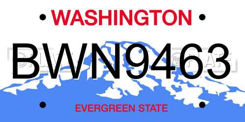 BWN9463 Washington License Plate