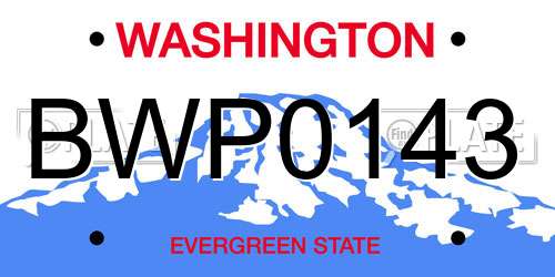 BWP0143 Washington License Plate