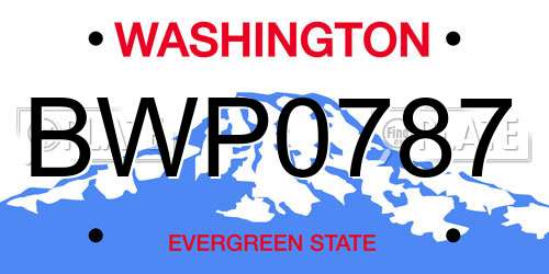 BWP0787 Washington License Plate