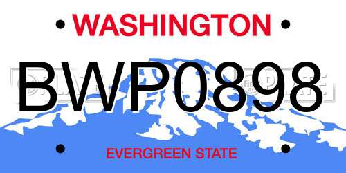 BWP0898 Washington License Plate