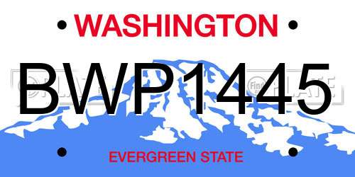 BWP1445 Washington License Plate