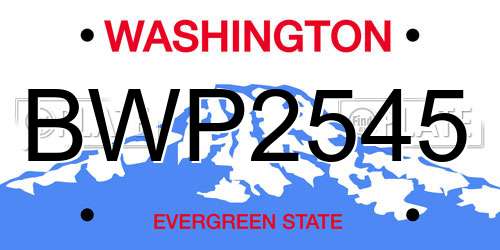 BWP2545 Washington License Plate