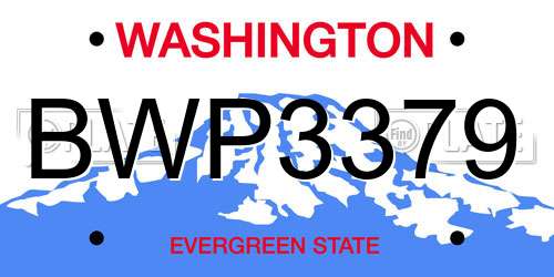 BWP3379 Washington License Plate