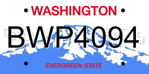 BWP4094 Washington License Plate
