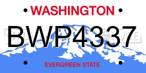 BWP4337 Washington License Plate