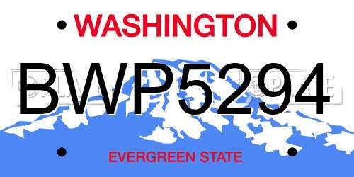 BWP5294 Washington License Plate