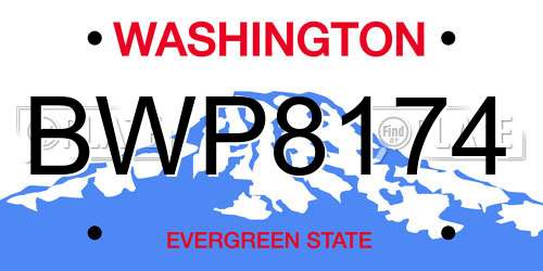 BWP8174 Washington License Plate