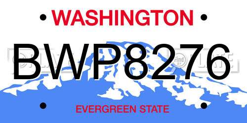 BWP8276 Washington License Plate
