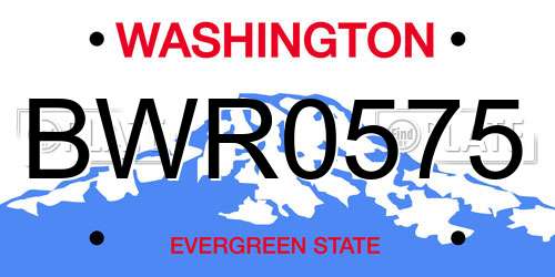 BWR0575 Washington License Plate