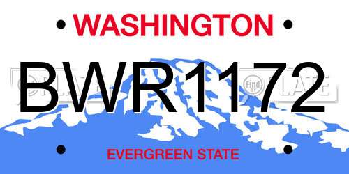 BWR1172 Washington License Plate