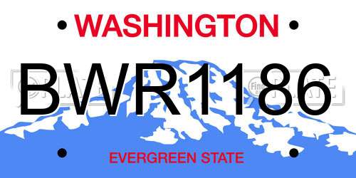 BWR1186 Washington License Plate
