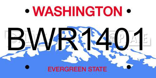 BWR1401 Washington License Plate