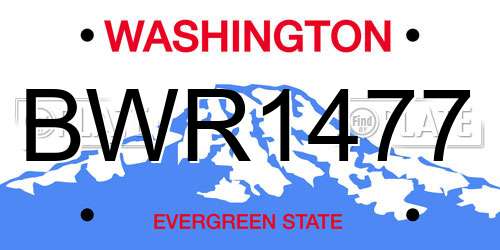 BWR1477 Washington License Plate