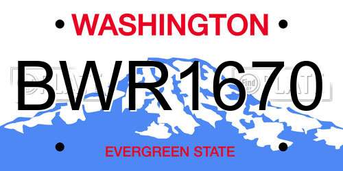 BWR1670 Washington License Plate