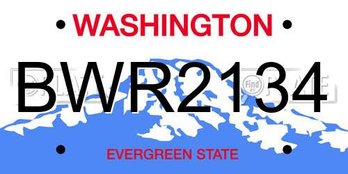 BWR2134 Washington License Plate