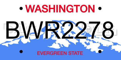 BWR2278 Washington License Plate