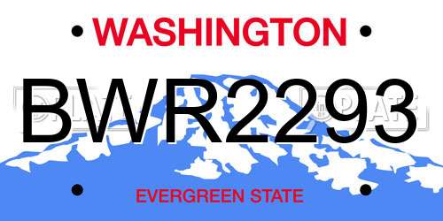 BWR2293 Washington License Plate