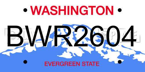 BWR2604 Washington License Plate