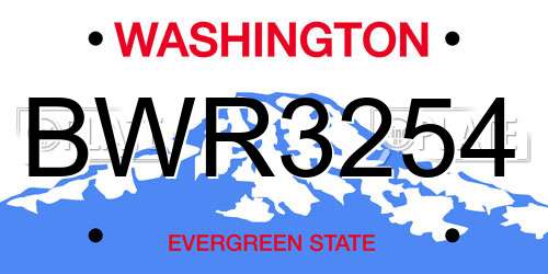 BWR3254 Washington License Plate