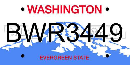 BWR3449 Washington License Plate