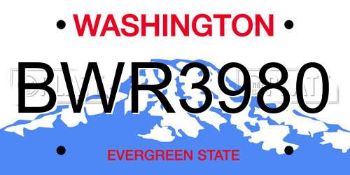 BWR3980 Washington License Plate