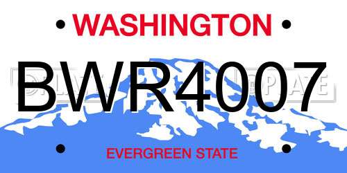 BWR4007 Washington License Plate