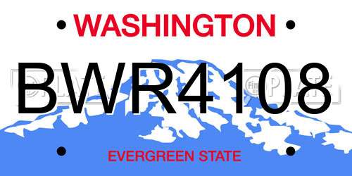BWR4108 Washington License Plate