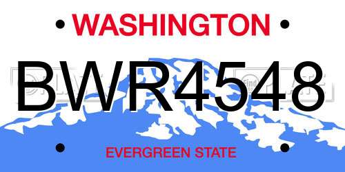 BWR4548 Washington License Plate