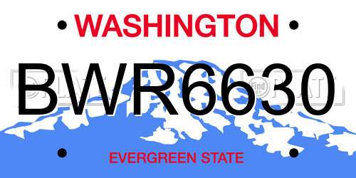 BWR6630 Washington License Plate