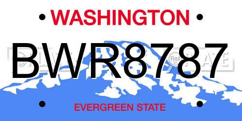 BWR8787 Washington License Plate