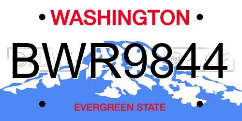 BWR9844 Washington License Plate