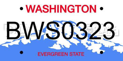 BWS0323 Washington License Plate