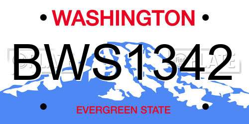 BWS1342 Washington License Plate