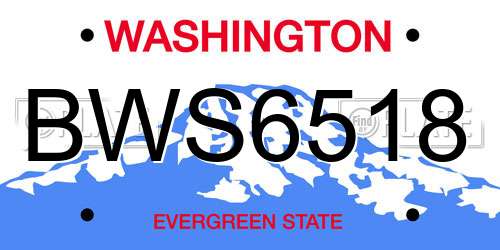 BWS6518 Washington License Plate