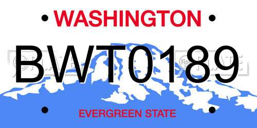 BWT0189 Washington License Plate