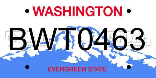 BWT0463 Washington License Plate